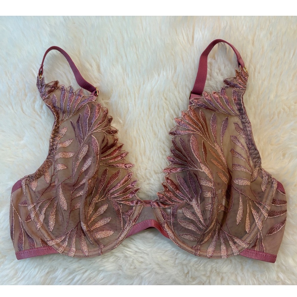 Iris Van Herpen x Aubade Sensory Illusion Bra Rose Copper 32E Shimmer Floral